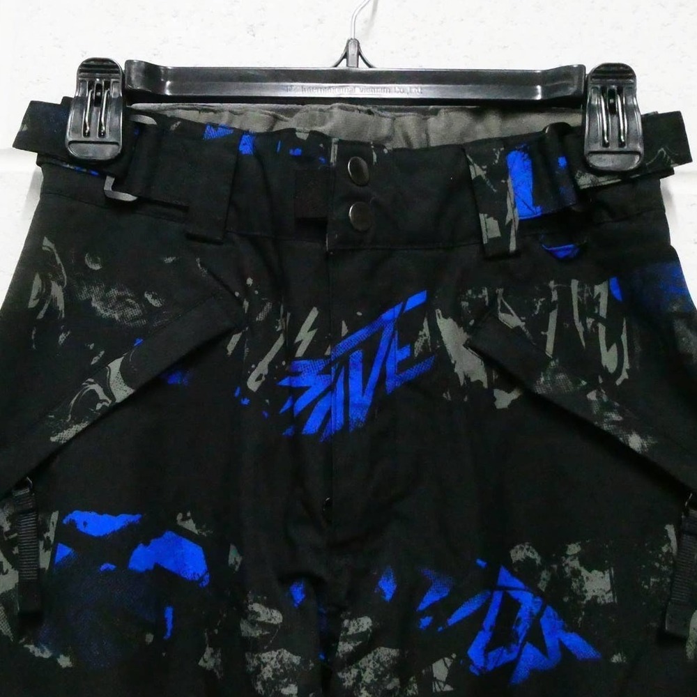 Ride Snowboards Youth Small‎ 9-10 Insulated Snow Pants Black Blue Graphic Print
